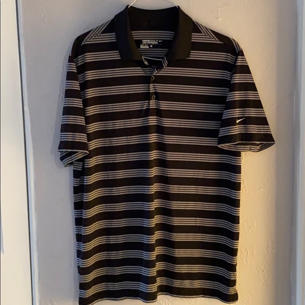 ⛳️ Nike Dri-Fit Men’s Black & White Golf Polo - L